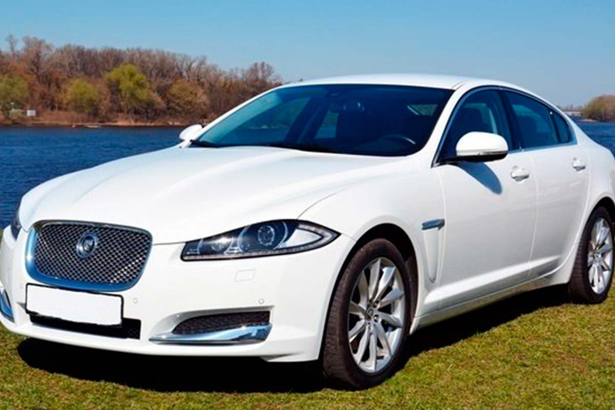 Jaguar XF white sedan 1